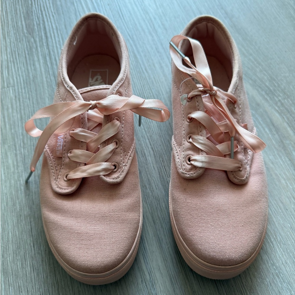 Vans Authentic Pink Canvas Sneakers with Satin Laces | Size 4Y (Women’s 5.5)